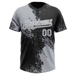 Custom Name and Number Unisex Softball Jersey, Personalized 3D Abstract Brush Stroke Pattern in Gray and Black-White Personalized