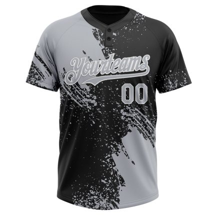 Custom Name and Number Unisex Softball Jersey, Personalized 3D Abstract Brush Stroke Pattern in Gray and Black-White Personalized