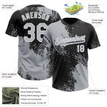 Custom Name and Number Unisex Softball Jersey, Personalized 3D Abstract Brush Stroke Pattern in Gray and Black-White Personalized