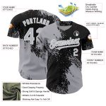 Custom Name Number Authentic Baseball Jersey - Personalized 3D Abstract Brush Stroke Gray Black-White Pattern Design Personalized