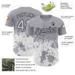 Custom Team Baseball Jersey with Personalized Name and Number, Gray Black-White 3D Abstract Splash Grunge Art Design Personalized