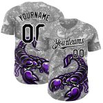 Custom Name and Number Baseball Jersey with Personalized 3D Black-White Scorpion Pattern - Authentic Team Apparel Personalized
