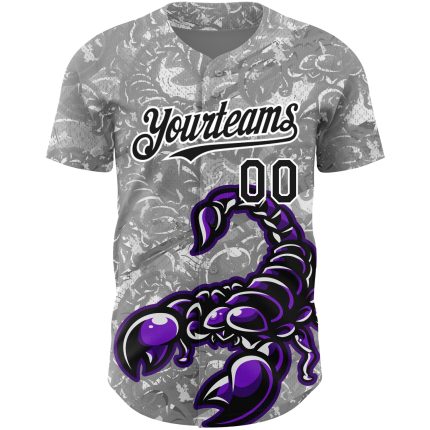 Custom Name and Number Baseball Jersey with Personalized 3D Black-White Scorpion Pattern - Authentic Team Apparel Personalized