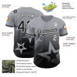 Custom Name and Number Authentic Baseball Jersey with 3D Twinkle Star Pattern - Personalized Gray Black-White Gradient Design