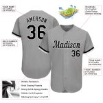 Personalized Gray and Black Authentic Baseball Jersey for Men and Women Personalized Gray Black-White Authentic Baseball