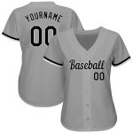 Personalized Gray and Black Authentic Baseball Jersey for Men and Women Personalized Gray Black-White Authentic Baseball