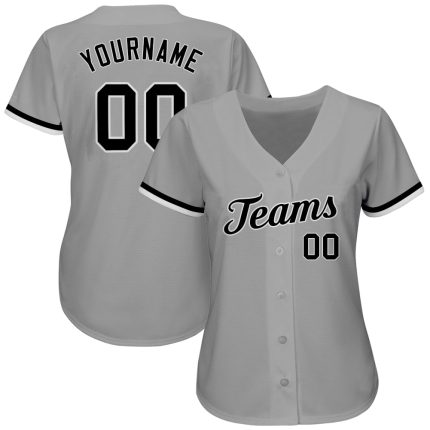 Custom Name and Number Baseball Jersey - Personalized Gray Black-White Authentic Team Jersey Personalized Gray Black-White