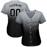 Custom Name Number Gray Black White Baseball Jersey Authentic Fade Fashion Personalized Gray Black-White Authentic Fade Fashion