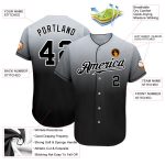 Custom Name Number Gray Black White Baseball Jersey Authentic Fade Fashion Personalized Gray Black-White Authentic Fade Fashion