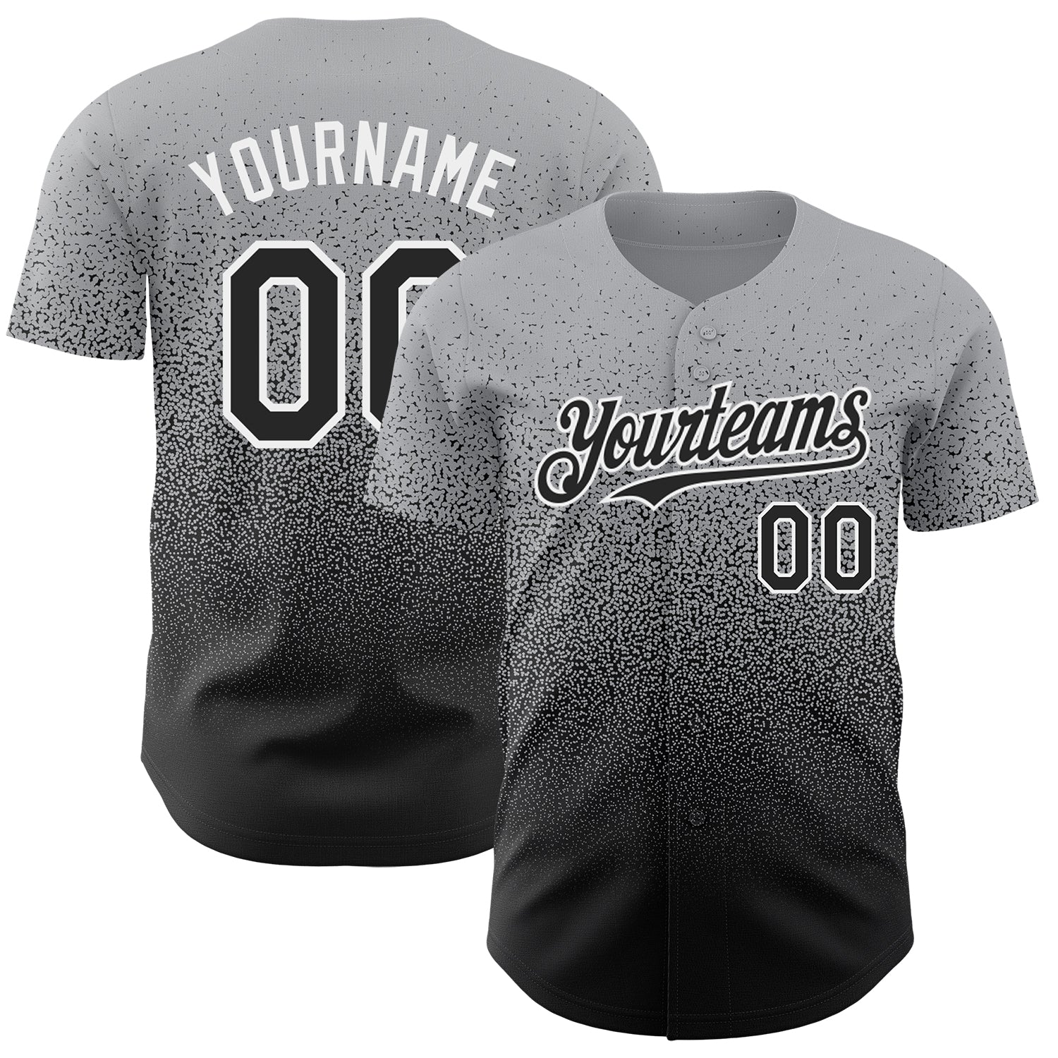 Personalized Fade Baseball Jersey in Gray and Black-White Fashion Design Personalized Gray Black-White Authentic Fade Fashion