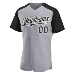 Custom Name Number Gray Black-White Baseball Jersey with Authentic Raglan Sleeves - Personalized Team Apparel Personalized