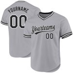 Custom Name and Number Authentic Throwback Baseball Jersey - Personalized Gray Black-White Team Jersey Personalized Gray