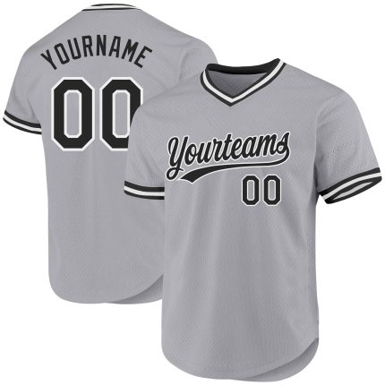 Custom Name and Number Authentic Throwback Baseball Jersey - Personalized Gray Black-White Team Jersey Personalized Gray