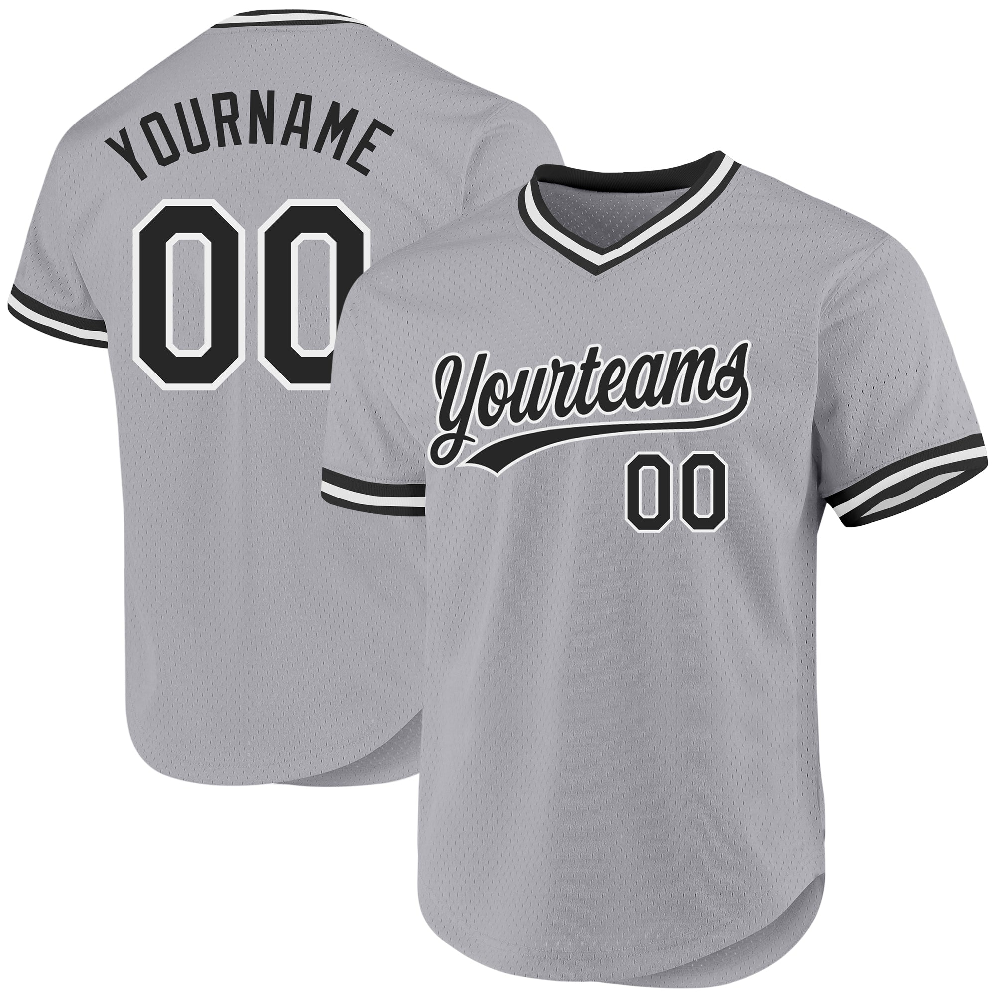 Custom Name and Number Authentic Throwback Baseball Jersey - Personalized Gray Black-White Team Jersey Personalized Gray