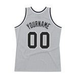 Custom Name Number Throwback Basketball Jersey Gray White Black Authentic Personalized Gray Black-White Authentic Throwback