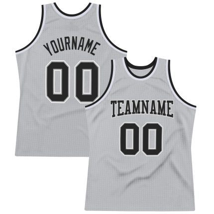 Custom Name Number Throwback Basketball Jersey Gray White Black Authentic Personalized Gray Black-White Authentic Throwback