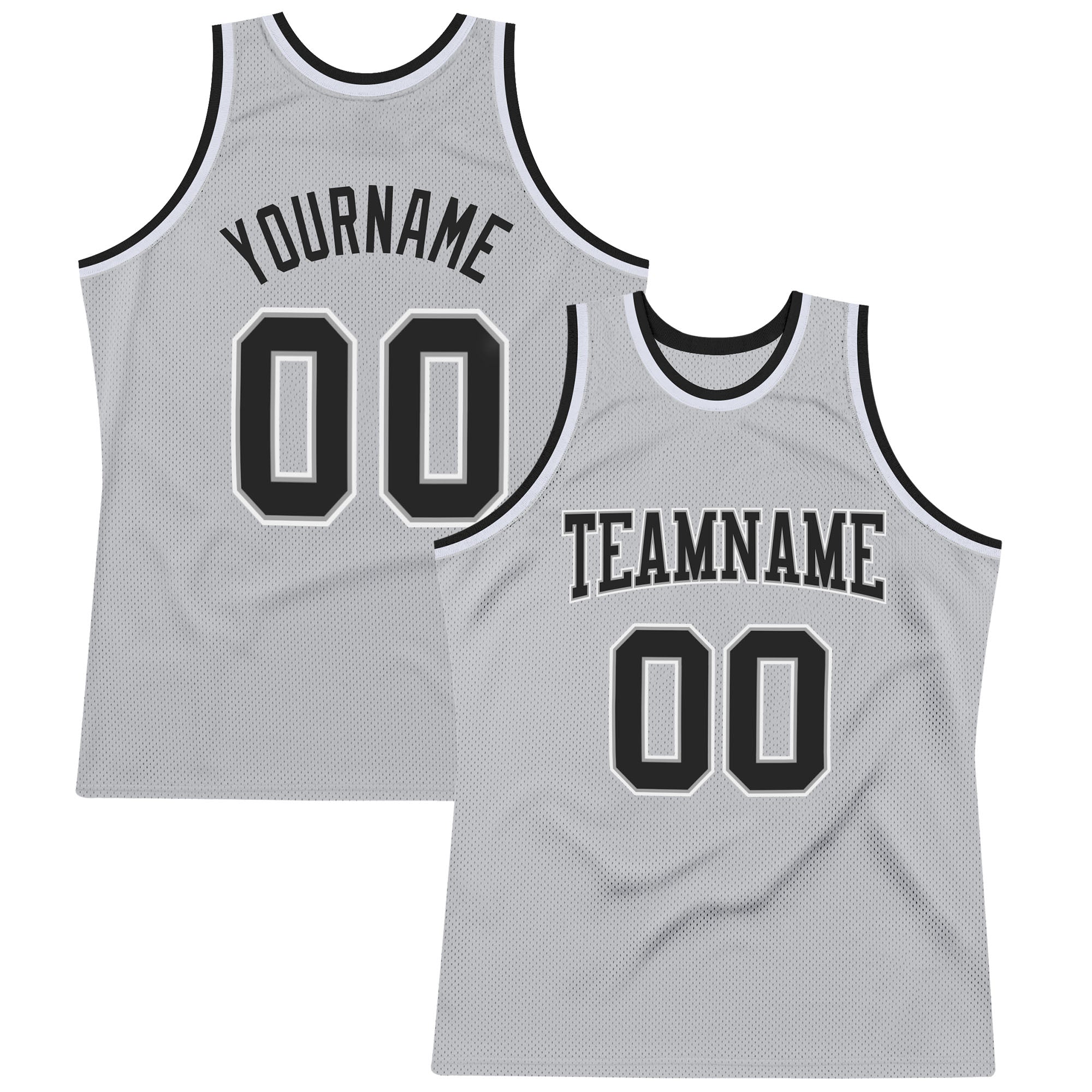 Custom Name Number Throwback Basketball Jersey Gray White Black Authentic Personalized Gray Black-White Authentic Throwback