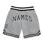 Custom Team Name Number Personalized Basketball Shorts Gray Black White Authentic Throwback Personalized Gray Black-White