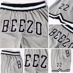 Custom Team Name Number Personalized Basketball Shorts Gray Black White Authentic Throwback Personalized Gray Black-White