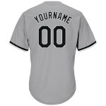 Custom Team Name and Number Baseball Jersey Shirt - Personalized Gray Black and White Authentic Throwback Rib-Knit Personalized