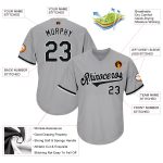 Custom Team Name and Number Baseball Jersey Shirt - Personalized Gray Black and White Authentic Throwback Rib-Knit Personalized