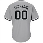 Personalized Baseball Jersey Shirt - Authentic Gray Black-White Rib-Knit Design Personalized Gray Black-White Authentic Throwback