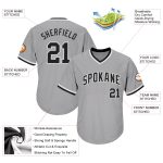 Personalized Baseball Jersey Shirt - Authentic Gray Black-White Rib-Knit Design Personalized Gray Black-White Authentic Throwback