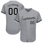 Custom Name and Number Personalized Baseball Jersey Gray Black-White Team Apparel Personalized Gray Black-White Baseball