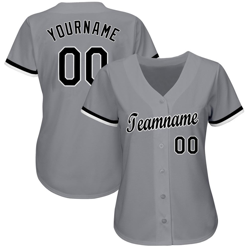 Custom Name and Number Personalized Baseball Jersey Gray Black-White Team Apparel Personalized Gray Black-White Baseball