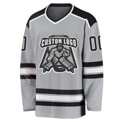 Custom Gray Black White Hockey Jersey - Personalized Sports Apparel Personalized Gray Black-White Hockey Jersey