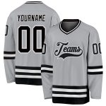 Custom Name and Number Hockey Jersey - Personalized Gray and Black-White Team Jersey Personalized Gray Black-White Hockey