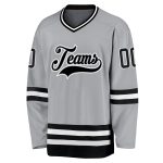 Custom Name and Number Hockey Jersey - Personalized Gray and Black-White Team Jersey Personalized Gray Black-White Hockey