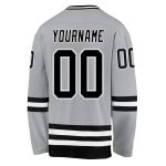 Custom Name and Number Hockey Jersey - Personalized Gray and Black-White Team Jersey Personalized Gray Black-White Hockey