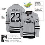 Custom Name and Number Hockey Jersey - Personalized Gray and Black-White Team Jersey Personalized Gray Black-White Hockey