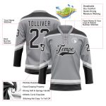 Custom Team Jersey with Personalized Name & Number - Gray Black-White Hockey Lace Neck Personalized Gray Black-White Hockey