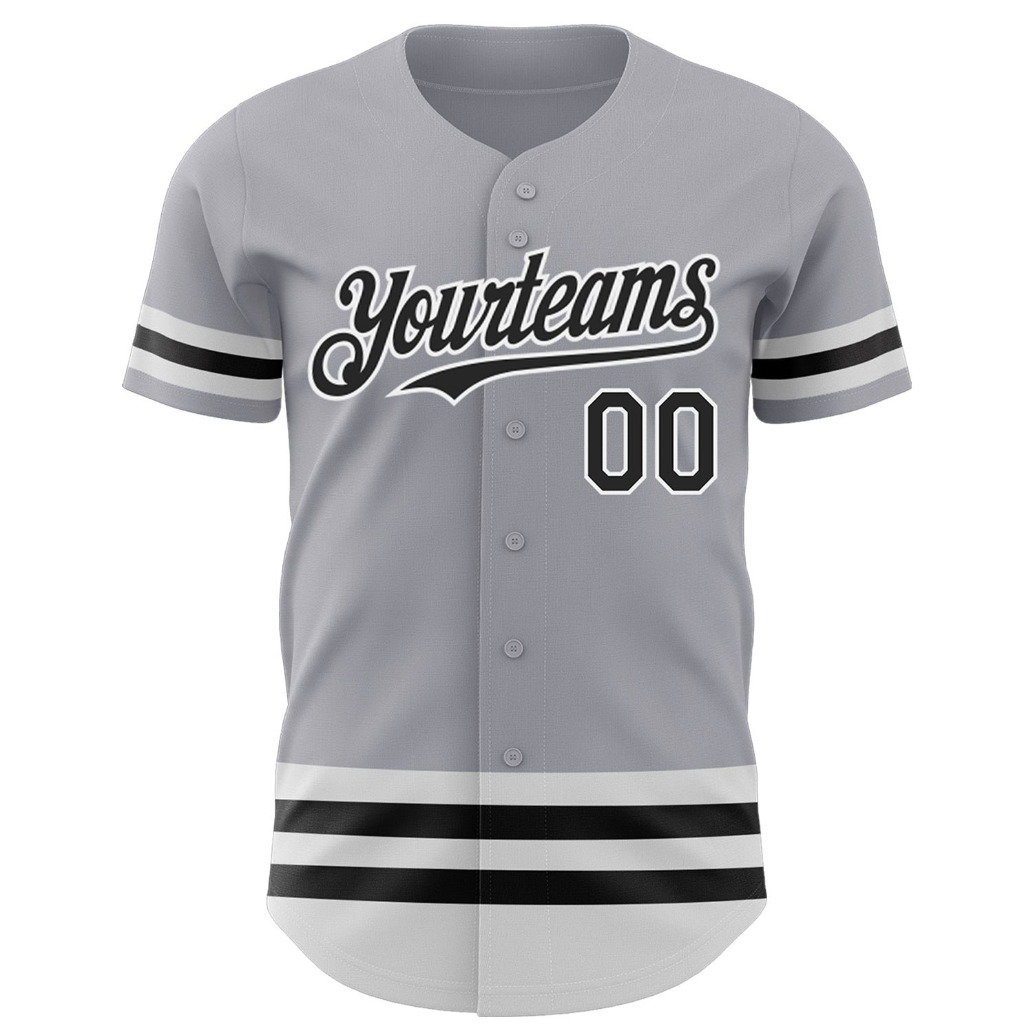 Personalized Gray Black-White Line Authentic Baseball Jersey Team Custom Name and Number Custom Name and Number Authentic Baseball Jersey - Personalized Gray Black White Line Design Personalized Gray Black-White - Image 2
