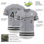 Custom Name and Number Authentic Baseball Jersey - Personalized Gray Black White Line Design Personalized Gray Black-White