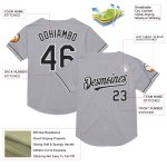 Custom Name and Number Baseball Jersey - Personalized Gray Black-White Mesh Authentic Throwback Team Style Personalized Gray