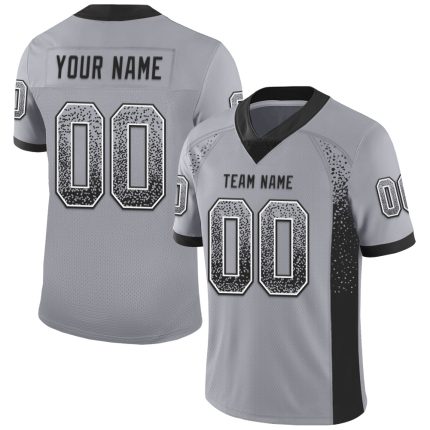Custom Name and Number Personalized Gray Black-White Mesh Football Jersey - Drift Fashion Team Jersey Personalized Gray Black-White