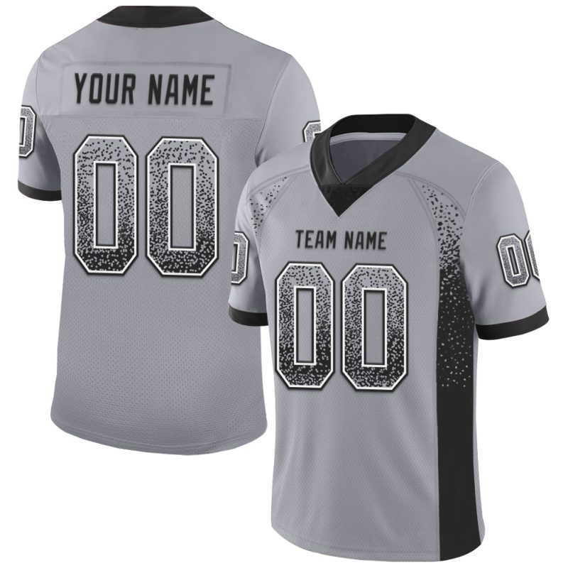 Custom Name and Number Personalized Gray Black-White Mesh Football Jersey - Drift Fashion Team Jersey Personalized Gray Black-White