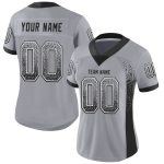 Custom Name and Number Personalized Gray Black-White Mesh Football Jersey - Drift Fashion Team Jersey Personalized Gray Black-White