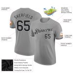 Custom Team Name and Number Performance T-Shirt - Personalized Gray Black-White Design for Sports Personalized Gray Black-White