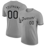 Custom Team Name and Number Performance T-Shirt - Personalized Gray Black-White Design for Sports Personalized Gray Black-White