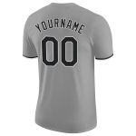 Custom Team Name and Number Performance T-Shirt - Personalized Gray Black-White Design for Sports Personalized Gray Black-White