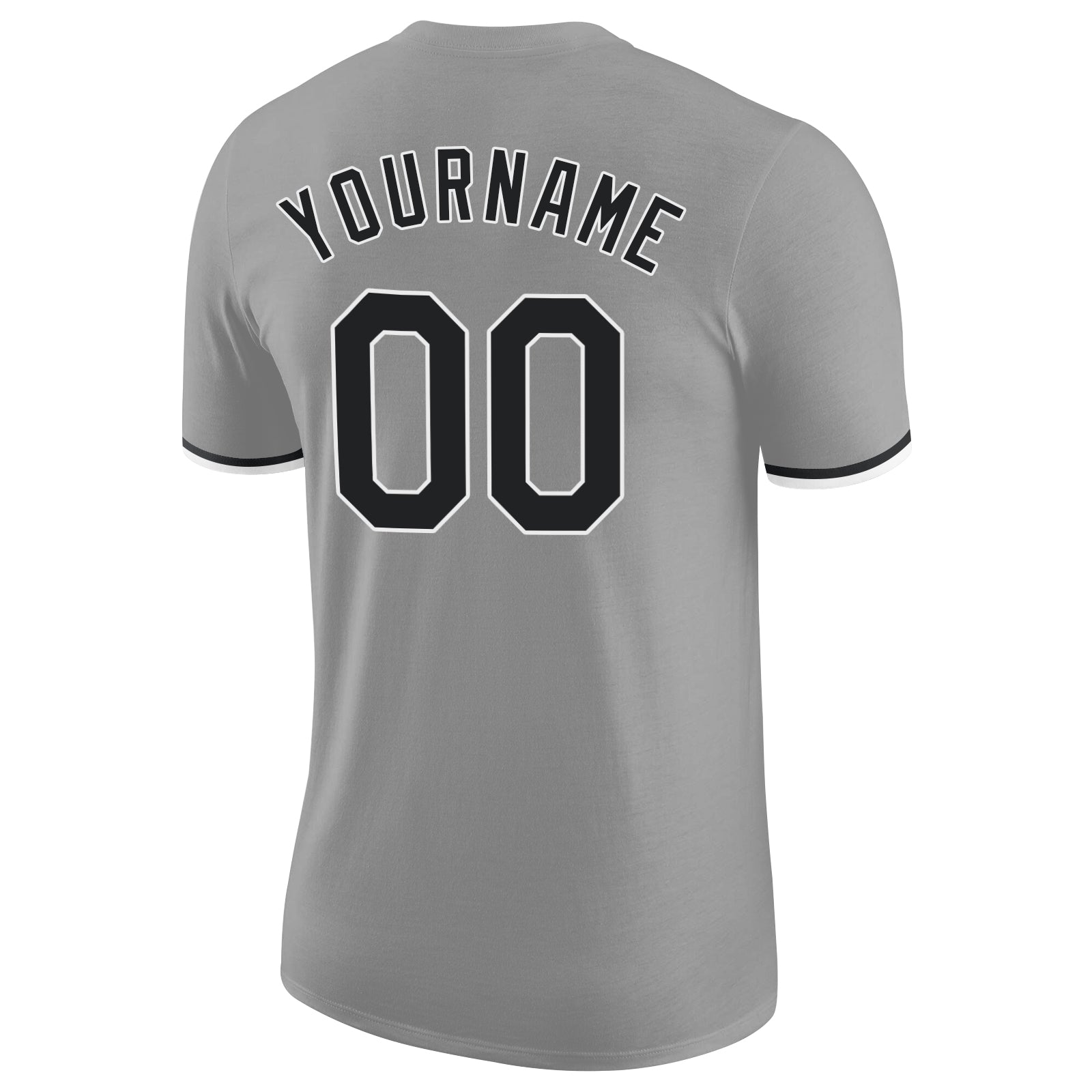 Personalized Gray Black-White Performance T-Shirt Team Custom Name and Number Custom Team Name and Number Performance T-Shirt - Personalized Gray Black-White Design for Sports Personalized Gray Black-White - Image 6