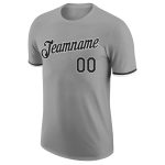 Custom Team Name and Number Performance T-Shirt - Personalized Gray Black-White Design for Sports Personalized Gray Black-White