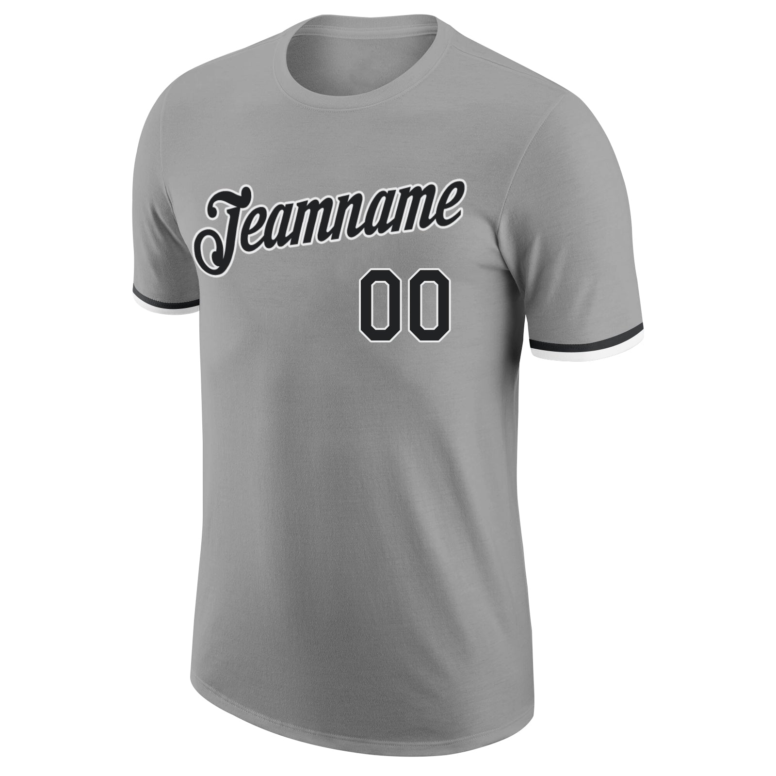 Personalized Gray Black-White Performance T-Shirt Team Custom Name and Number Custom Team Name and Number Performance T-Shirt - Personalized Gray Black-White Design for Sports Personalized Gray Black-White - Image 5
