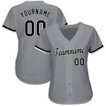 Custom Team Softball Jersey with Personalized Name and Number - Gray Black White Design Personalized Gray Black-White Softball