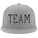 Custom Adjustable Snapback Hat with Personalized Name & Number - Gray Black-White Stitched Design Personalized Gray Black-White