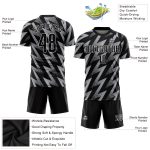 Personalized Sublimation Soccer Jersey - Gray Black and White Uniform Personalized Gray Black-White Sublimation Soccer Uniform